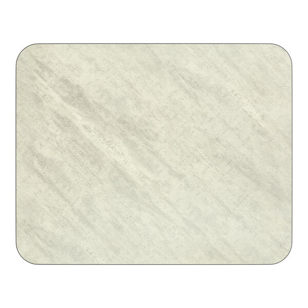 A rectangular, reversible gray and white laminated table top with rounded corners.