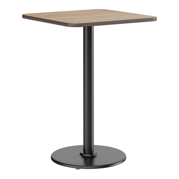 Lancaster Table & Seating 30" x 30" Reversible White Birch / Ash Laminated Bar Height Table and Base Kit with 22" Cast Iron Base