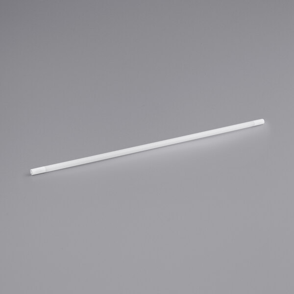 A white LED tube with black lettering on a gray background.