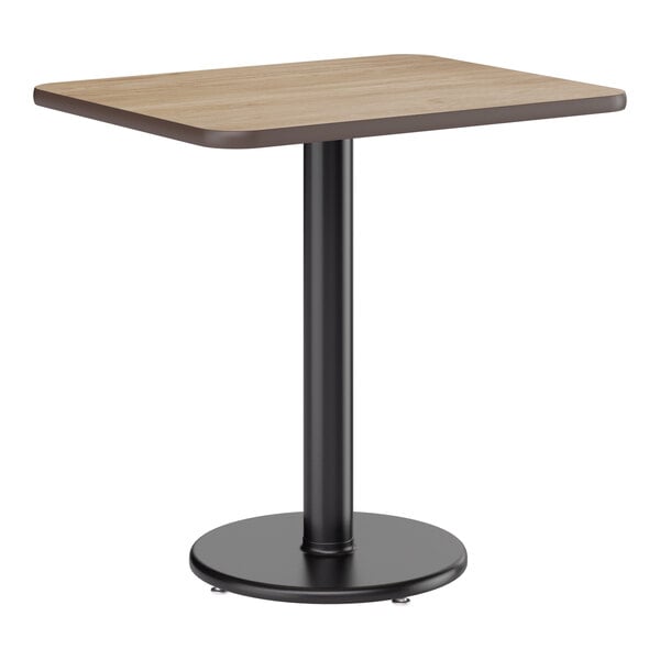 Lancaster Table & Seating 24" x 30" Reversible White Birch / Ash Laminated Standard Height Table and Base Kit with 17" Cast Iron Base