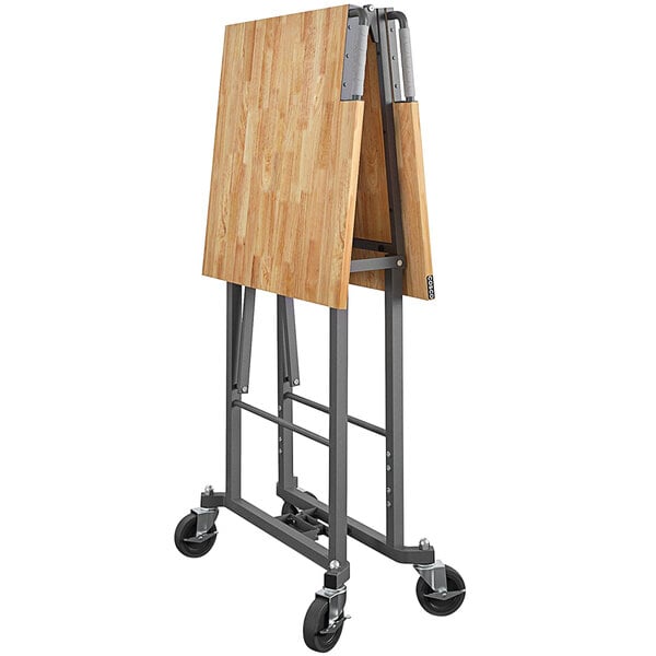 Cosco SmartFold 52 x 24 Portable Folding Workbench with Hardwood Top 66760DKG1E