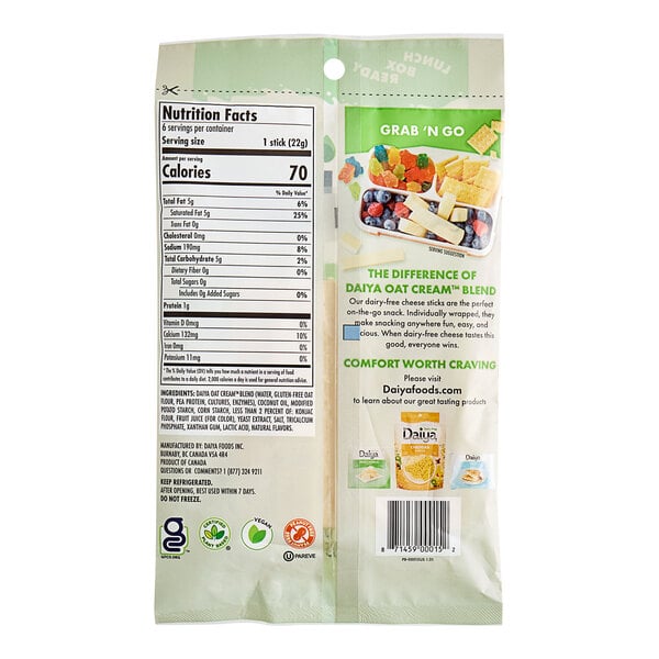 A package of Daiya Vegan Mozzarella-Style Cheese Sticks with the Daiya logo on it.