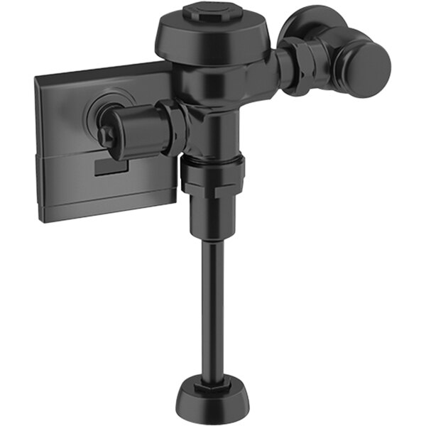 A black metal Sloan Royal urinal flusher with a handle.
