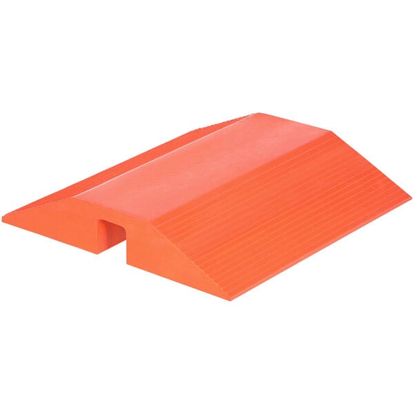 An orange plastic Vestil Urethane hose and cable crossover ramp.