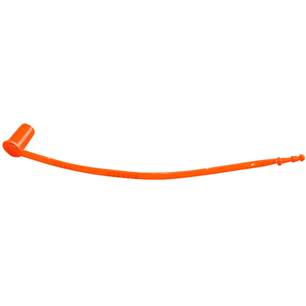 A close-up of an orange plastic tube with a cap.