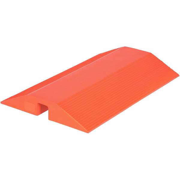 An orange plastic ramp with a red surface.