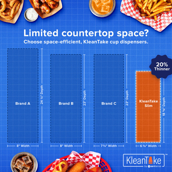 A black KleanTake countertop cup dispenser with 2 slots and straw dispenser.