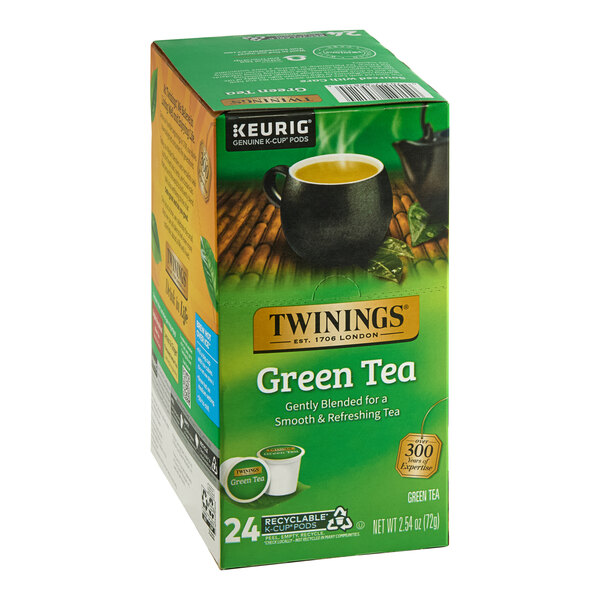 A box of Twinings green tea K-Cup pods.