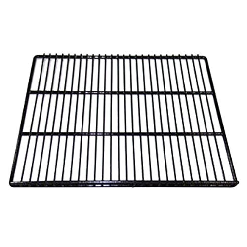 A black metal grid shelf.