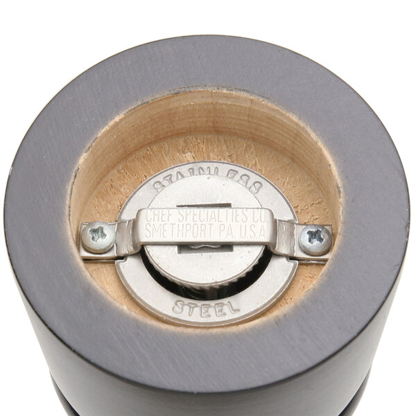 A close up of a Chef Specialties Professional Series pepper mill grinder.