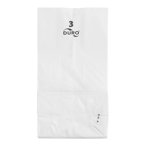 A white paper bag with black text that reads "Duro"