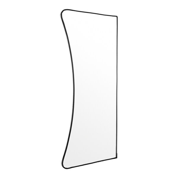 A white and black curved object with black trim.