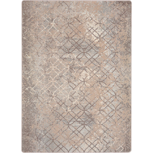 A Joy Carpets Hazelwood rectangular area rug with a beige and grey geometric pattern.