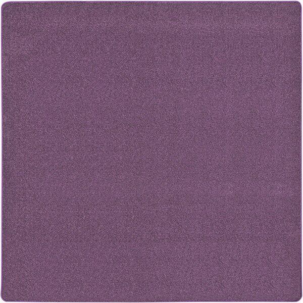 A purple square Joy Carpets area rug with a white border.