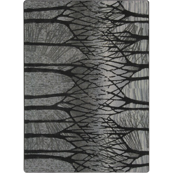 A Joy Carpets rectangular area rug with trees in black and gray.