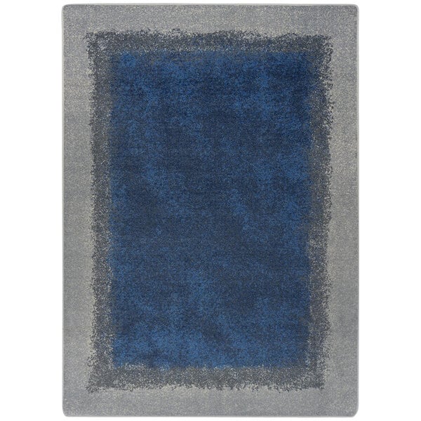 A Joy Carpets Kid Essentials Marine area rug with a blue and gray rectangle border.