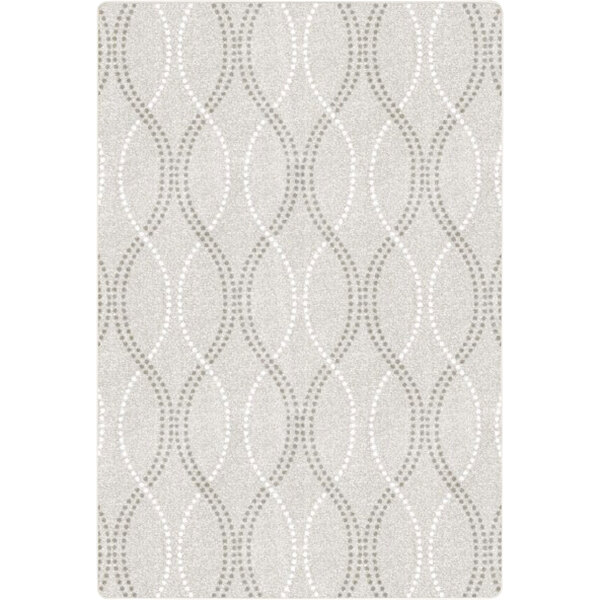 A close up of a gray and white Joy Carpets Impressions Seventh Heaven rectangular area rug with a wavy design.