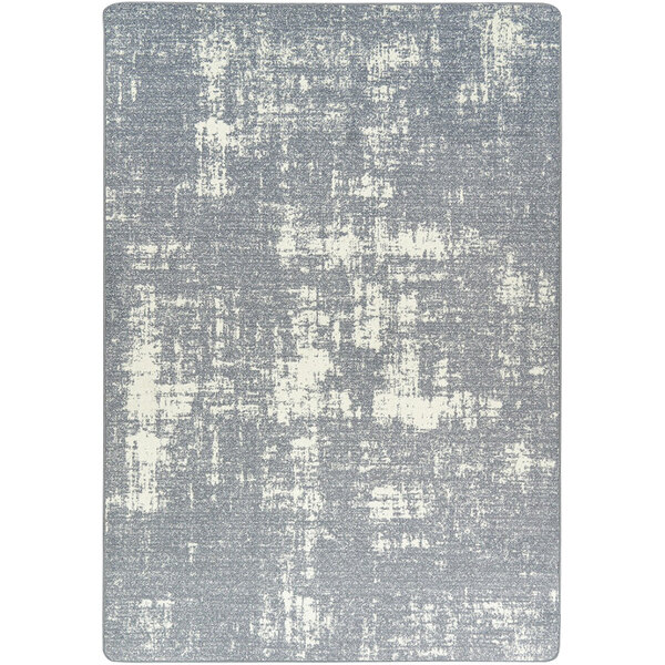 A white and gray area rug with a cloudy pattern.
