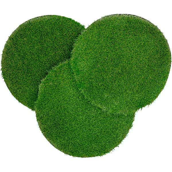 Round green grass circles with green grass in the background.
