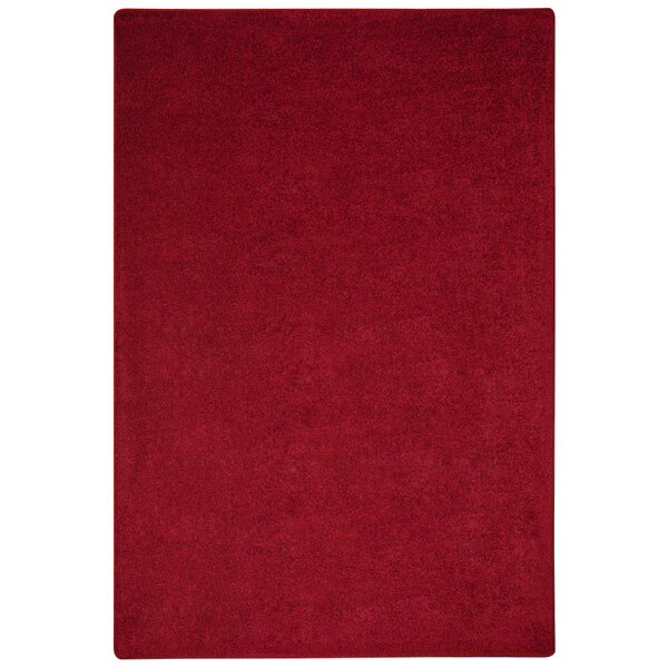 A red rectangular Joy Carpets area rug.