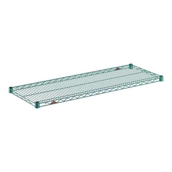 A green wire shelf measuring 18 inches by 48 inches.
