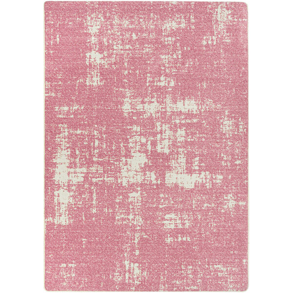 A Joy Carpets Claremont Kids Enchanted pink and white area rug with a distressed design.