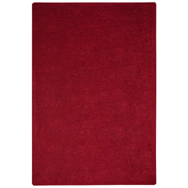 A red rectangular Joy Carpets area rug.