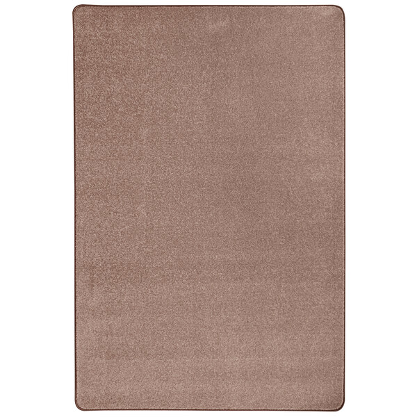 A taupe rectangle area rug with brown details.