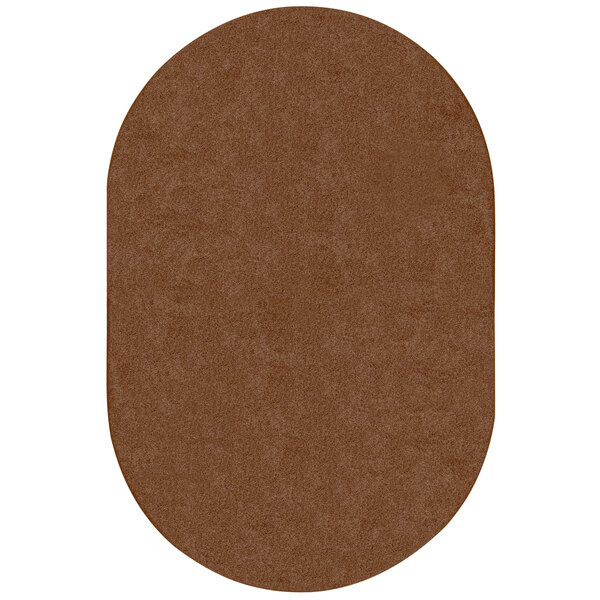 A brown oval Joy Carpets area rug.