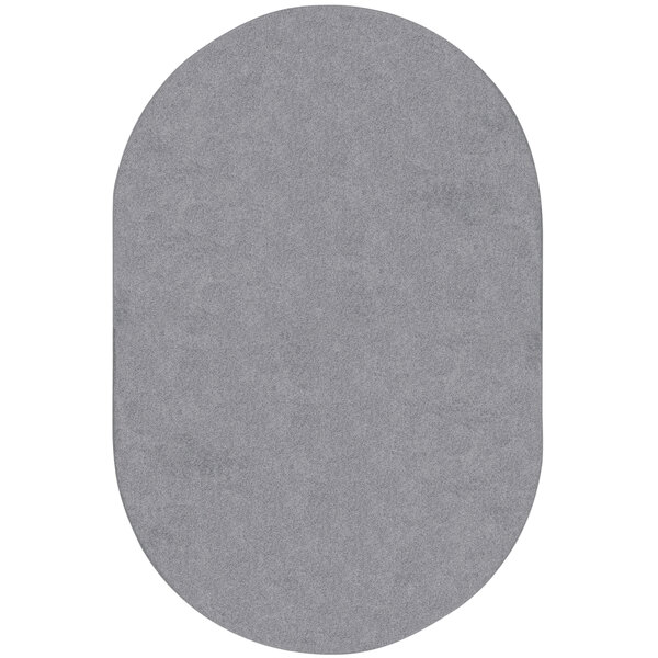 A grey oval rug.