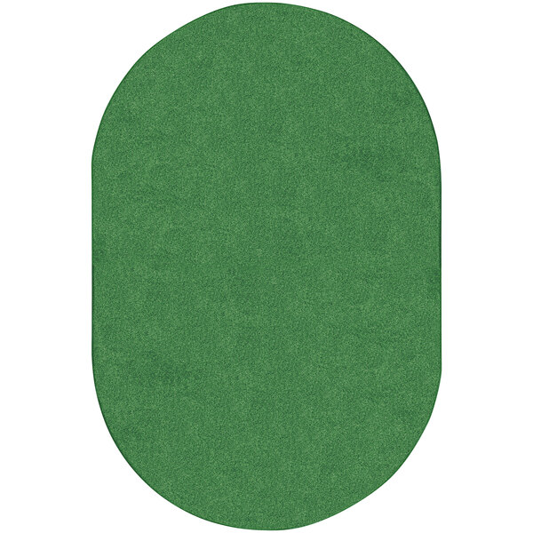 A grass green oval shaped Joy Carpets area rug.