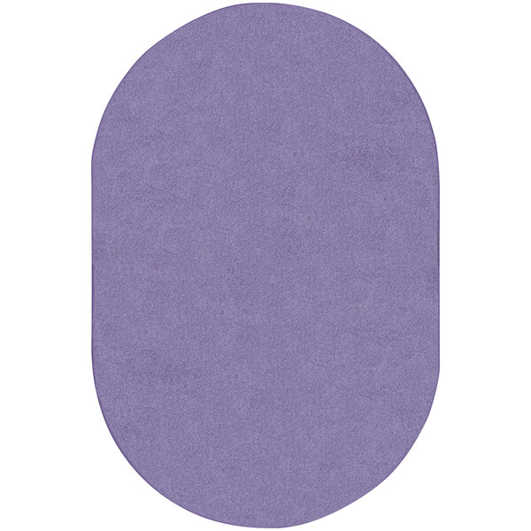 A purple oval shaped Joy Carpets Kid Essentials Just Kidding area rug.