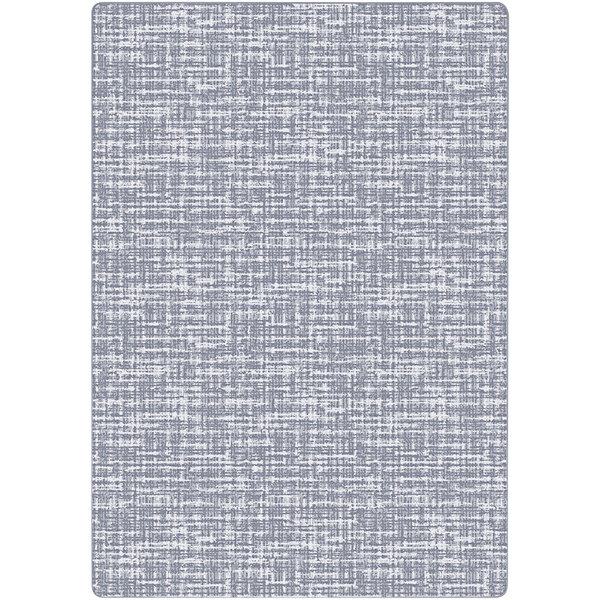 A white rectangular area rug with gray squares and black lines.
