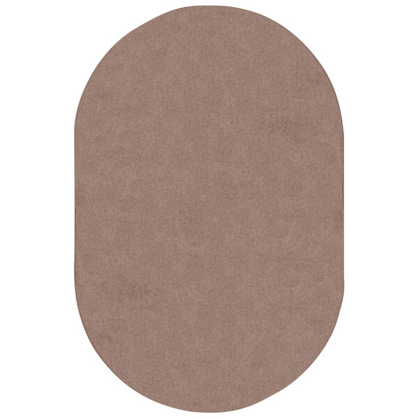 A brown oval shaped Joy Carpets area rug.