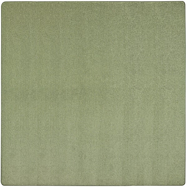 A close-up of a square sage green Joy Carpets area rug.