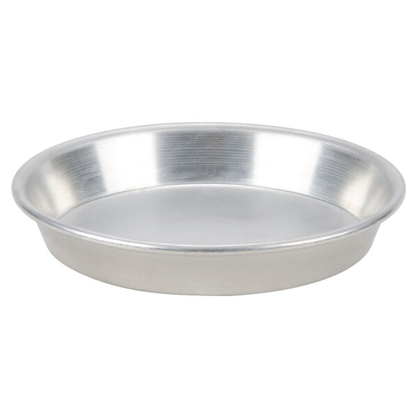 An American Metalcraft tin-plated steel deep dish pizza pan on a white background.
