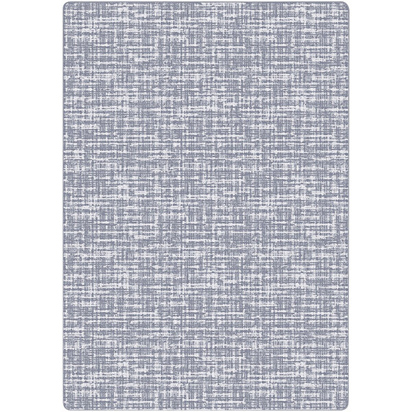 A white rectangular area rug with gray squares and lines.