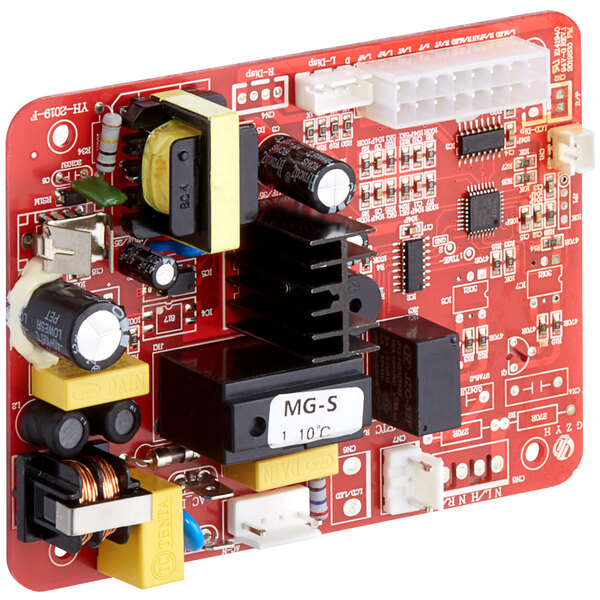 A red circuit board with many electronic components and a white label that reads "AvaValley PCB Main Control Board"