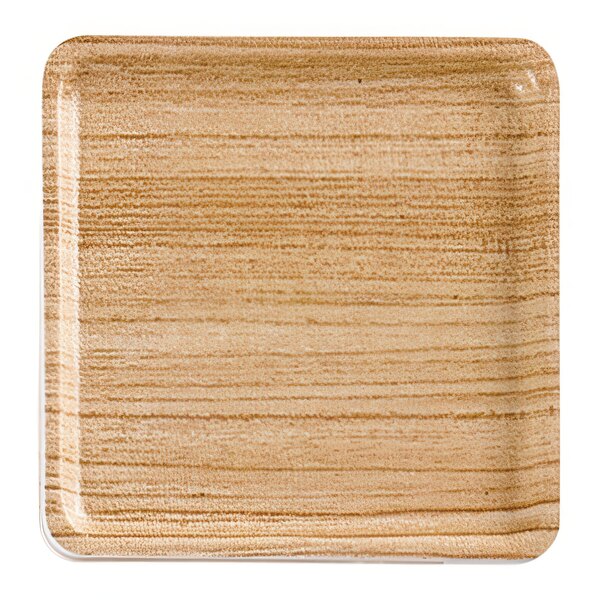 A square faux wood melamine tray.
