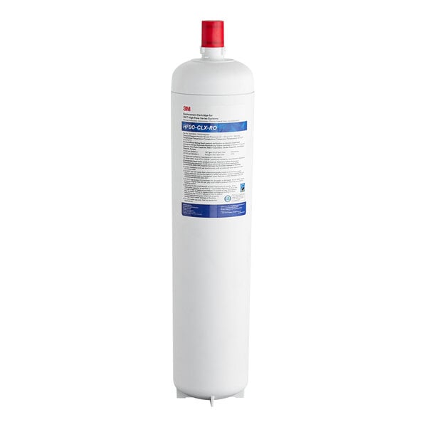 A white 3M Water Filtration Products cylinder with a red cap.