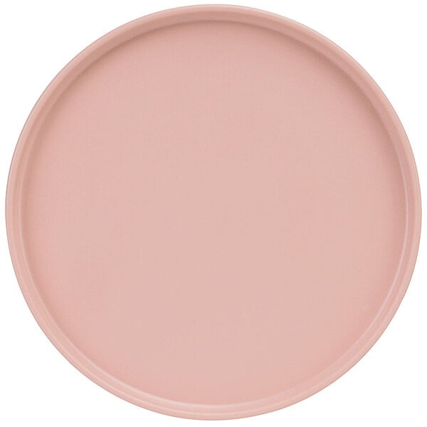 A Cal-Mil Hudson blush melamine plate with a white rim.