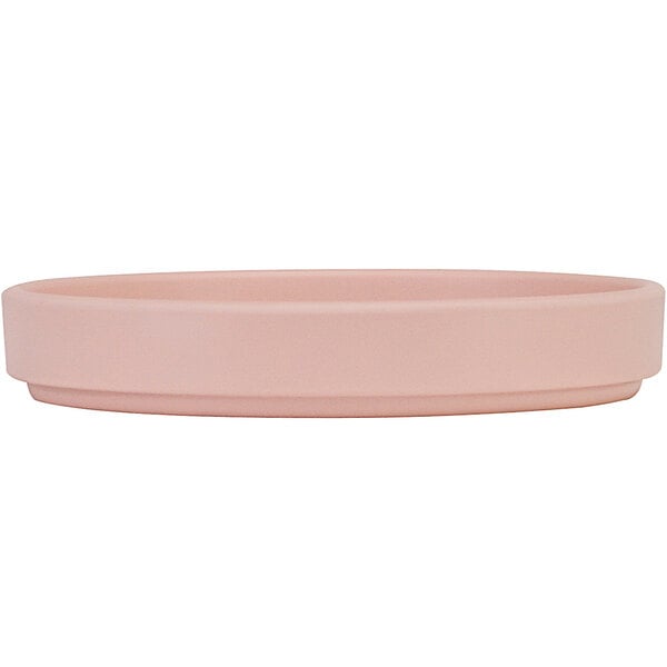 A Cal-Mil Hudson blush melamine plate with a low rim.