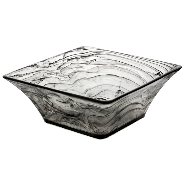 A square smoke resin bowl with black swirls.