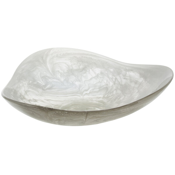 A white bowl with a marble pattern.