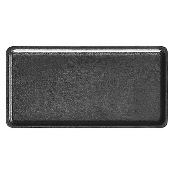 A black rectangular Cal-Mil melamine tray with a small handle.