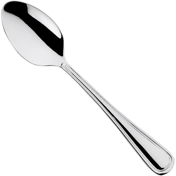 A Sola the Netherlands stainless steel dessert spoon with a silver handle.