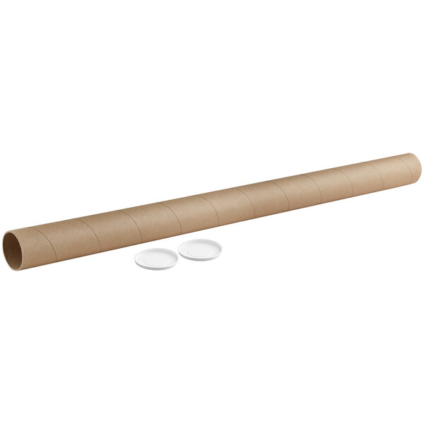 A long cardboard tube with white end caps.