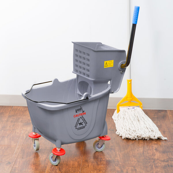 Lavex Janitorial 36 Qt. Gray Mop Bucket & Wringer Combo