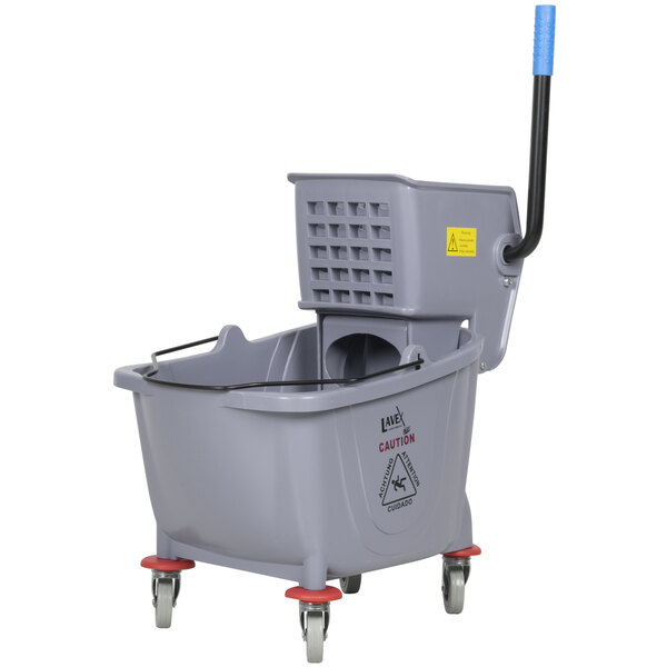 Mop Bucket 35 Qt Capacity Removable Wringer Tubular Steel Plastic Wheel 35 Gal 