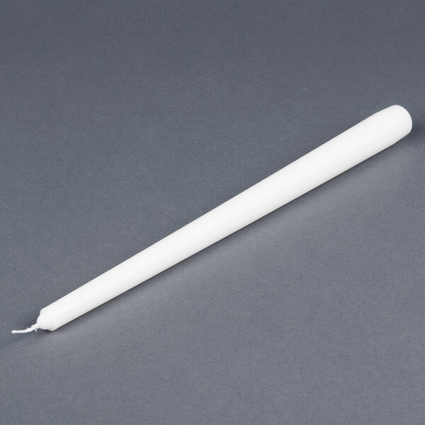 A 12 inch white Will & Baumer taper candle.